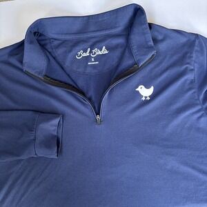 Bad Birdie Men's XL Logo 1/4 Zip Navy Blue Stretch Golf Pullover Performance
